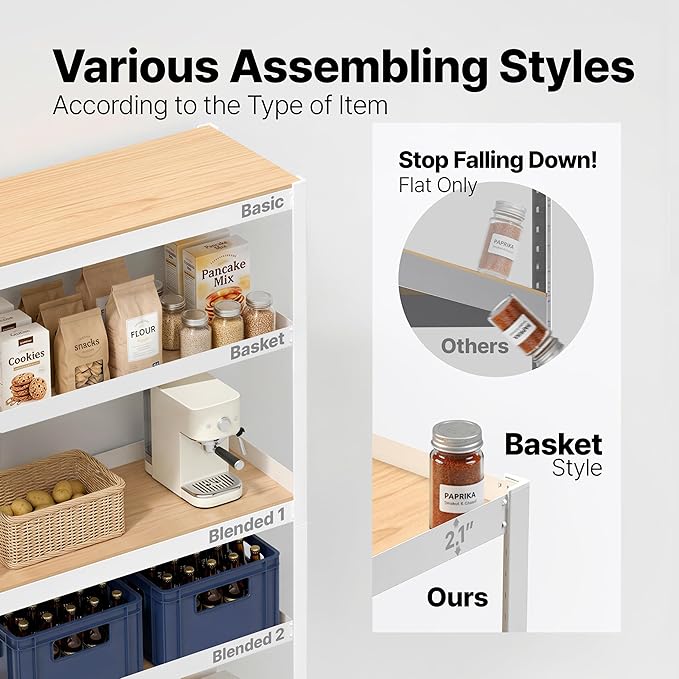 HOMEDANT House 5 Tier 24.1" W Laminated Metal Shelving Unit Adjustable Storage Utility Rack Heavy Duty Shelves Organization Multipurpose Shelf Kitchen Garage Pantry Closet 1 Pack | House, Adjustable, Utility Rack, Shelves, Organization, Multipurpose