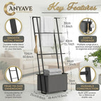 2-in-1 Leaning Blanket Ladder with Storage Basket, Matte Black Metal Towel Rack Stand, Drill-Free Space Saving Organizer for Bathroom & Bedroom Throws, 63"