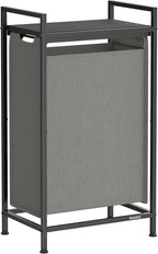 VASAGLE Laundry Hamper, Laundry Basket, Laundry Sorter with a Pull-Out and Removable Bag, Shelf, Metal Frame, 12.4 Gallons (47 L), 16.5 x 11 x 29.5 Inches, Slate Gray and Charcoal Gray UBLH001G01