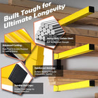 Wood Organizer Lumber Storage Rack Wall Mount - Heavy Duty Metal Cantilever Shelves With 3-Level Holds Up 600 Lbs,Indoor & Outdoor Wood Storage Racks For Garage Woodshops Workshops -2 Pack ,Yellow