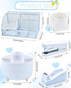 White Desk Accessories and Organizers with Desk Organizer and 360°Rotating Pen Holder stapler Pen and a Lot of Office White Office Supplies Beautifully Presented in a Gift Box