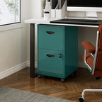 2 Drawer File Cabinet with Lock, Small Rolling Filing Cabinet for Home Office, Metal Mobile File Cabinets on Wheels, Under Desk Office Cabinets for Letter Size Folders - Assembly Required