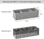 StorageWorks 3-Section Wicker Baskets for Shelves, Hand-Woven Round Paper Rope Storage Baskets, Gray, 2-Pack