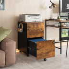 DEVAISE 3 Drawer Rolling File Cabinet with Lock, Wood Under Desk Filing Cabinet fits Letter/Legal/A4 Size for Home Office, Rustic Brown