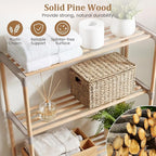 COSTWAY 3-Tier Over The Toilet Rack, Solid Wood Vertical Organizer with Slatted Shelves, Freestanding Space-Saving Toilet Storage Rack for Bathroom, Laundry Room