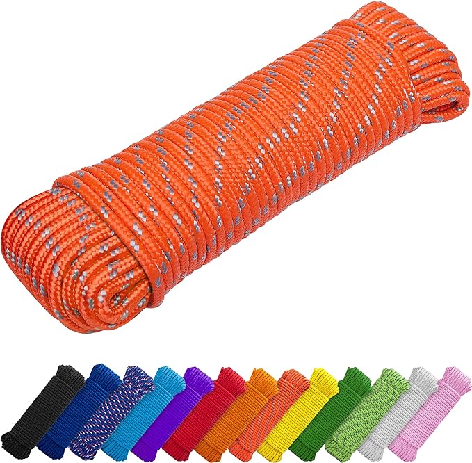 TECEUM Rope – 90 Feet x 1/4 Inch (7mm) – Purple – Strong All-Purpose Utility Rope – Camping, Crafting, Flag Pole, Indoor & Outdoor – Polypropylene Nylon Poly Lightweight Diamond Braided Cord