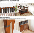 2 Pack Bamboo Luggage Rack for Guest Room, 26.77" Folding Wide Suitcase Stand with Storage Shelf, Thickened Luggage Stand Holder for Bedroom Hotel, Luggage Rack for Suitcases (Brown)