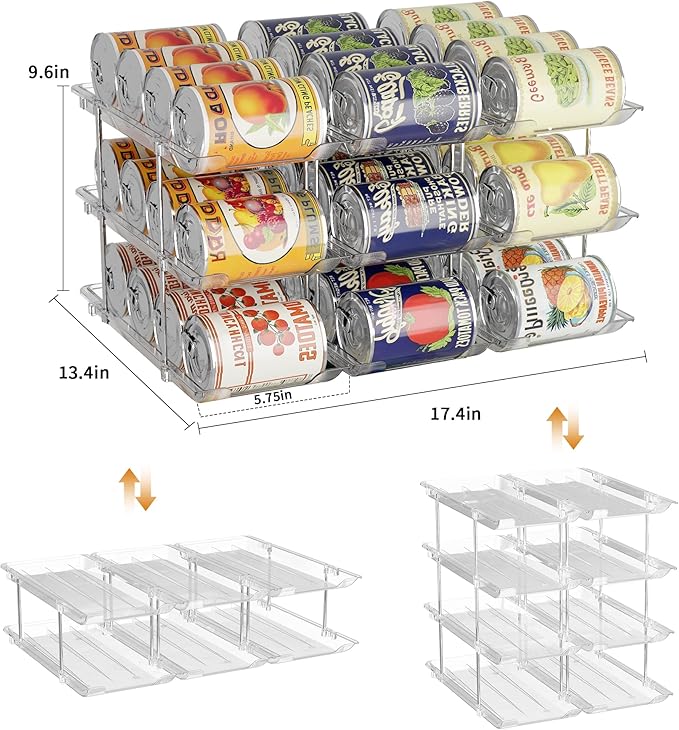 Can Organizer For Pantry 6 Tier*3 Canned Food Goods Organizer For Cabinet Clear Automatic Rolling Can Storage Organizer Pantry Holders Rack