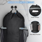 BALEINE 120L Laundry Bag Backpack, 900D Oxford Fabric Large Travel Laundry Bags with Shoulder Straps and 2 Mesh Pockets for College Dorm, Apartment, Laundromat (Black, 120L) (Pack of 2)