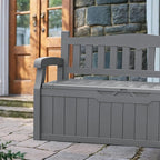 Devoko 80 Gallon Storage Bench Deck Box Lockable for Patio Furniture, Garden Decor and Outdoor Seating for Cushions, Garden Tools and Pool Supplies (Grey)