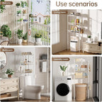 3-Tier Over-The-Toilet Storage Shelf,Heavy-Duty Adjustable Bathroom Rack with 2 Mesh Baskets,Toilet Paper Holder & Hooks,Space-Saving Organizer for Bathroom,10”D x 24”W x 66”H,White