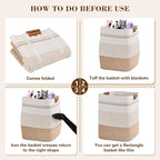Laundry Hamper, 85L Tall Laundry Basket with Leather Handles, Rectangle Large Clothes Hamper for Organizing, Cotton Woven Laundry Baskets Storage Hampers for Bedroom, Nursery, Living Room