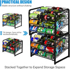 6-Tier Stackable Soda Can Rack Organizer for Pantry, Adjustable Can Dispenser Holds Up to 60 Cans, with 12 Hooks, Can Storage Holder for Various Ounces of Canned Food Soda Drinks, Black, 2 Pack