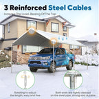 Quictent 10x15 ft Heavy Duty Car Canopy Galvanized Frame Carport Outdoor Party Tent Boat Shelter with 3 Reinforced Steel Cables - Grey