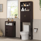 Yaheetech Over The Toilet Storage, Taller Bathroom Organizer Space-Saving Storage Cabinet with Adjustable Shelves and Double Doors, 77 in H, Espresso