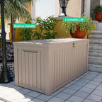 190 Gallon Deck Box Large Outdoor Storage Box Waterproof for Patio Furniture,Outdoor Cushions,Garden Tools and Pool Supplies,Weatherproof(Grey,190Gallon)