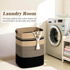 Laundry Hamper, 75L Tall Laundry Basket with Leather Handles, Rectangle Large Clothes Hamper for Organizing, Cotton Woven Laundry Baskets Storage Hampers for Bedroom, Nursery, Living Room