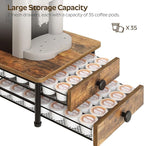 Coffee Pod Drawer Holder, 70 Capacity Coffee Capsule Storage Organizer, 2-Tier Coffee Pod Drawer for K Cup, for Home Kitchen, Rustic Brown KH28BR
