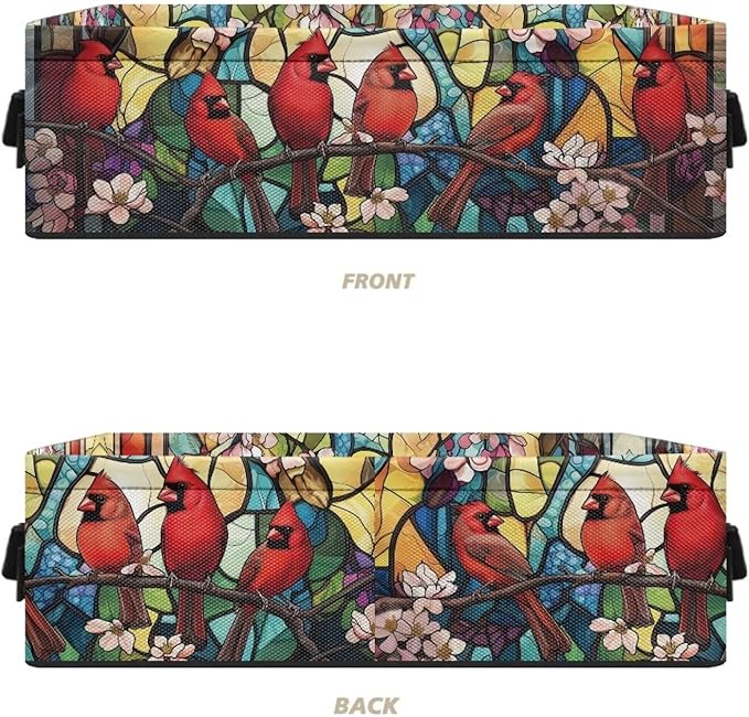 Toilet Paper Storage Basket for Organizing Collapsible Storage Bin Organizer Fabric Basket with Handles for Bathroom Essentials Cosmetics, American Cardinal Red Bird Stained Glass Flower