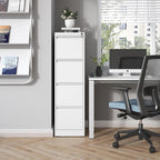 4 Drawer File Cabinet with Lock,Metal Vertical Filing Cabinets for Home Office,Heavy Duty File Storage Cabinet for Letter/Legal/A4/F4 Size File,Assembly Require (White, Vertical 4 Drawer)