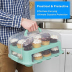 EXTRA TALL Cupcake Carrier 24 Count, 24 Cupcake Holder with Lid -Spacious 3.5” Tall Tiers Accommodate 24 Tall Frosted Cupcakes, Won't Smush! Cupcakes Containers Muffin Storage Container/ Muffin Holder