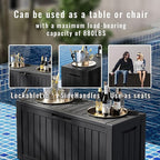 80 Gallon Waterproof Resin Deck Box, UV Resistant Outdoor Storage for Garden, Patio, Porch, Delivery（Black，80 Gallon）