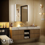 36x30 Fogless Lighted Medicine Cabinet Mirror with Lights & Smart Night Lamp -Surface or Recessed Medicine Cabinet Mirror with Outlet & Clock,Dimmable LED Storage Mirror,Built-in Sensor Light