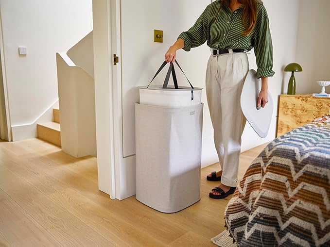 Joseph Joseph Tota One 60L/15.85 gallon Laundry Basket, Removable Washing Bag with handles, Perfect for Bedroom & Bathroom, Ecru