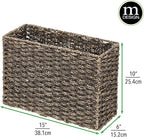 mDesign Rustic Farmhouse Woven Seagrass Toilet Paper Holder Basket - Large Storage Organizer Tank Topper for Bathroom Counter or Top of Toilet - Holds 6 Rolls of Toilet Paper - Black Wash