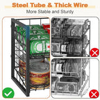 X-cosrack 2-Tier Stackable Can Organizer for Pantry, 3 Packs Adjustable Pantry Organizer Storage for Canned Food Goods Soda, Sturdy Canning Rack Can Dispener Storage Holder for Pantry Kitchen, Black