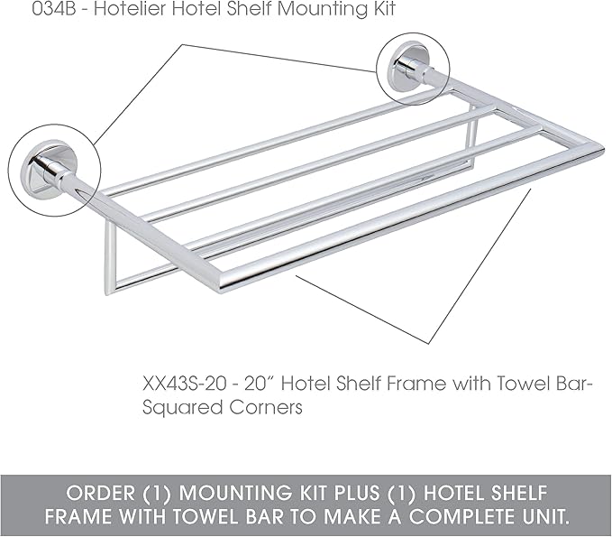 Ginger 034B/PC Hotel Shelf Mounting Kit, Hotelier, Polished Chrome