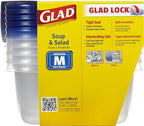 Glad GladWare Medium Rectangle Food Storage Containers with Lids, BPA Free Plastic for Soups Salads and Meal Prep, Airtight Leak Resistant, Microwave Dishwasher Freezer Safe, 24 Oz, 5 Count - 6 Pack