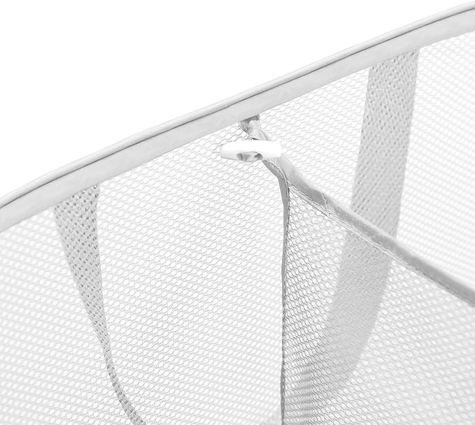 Handy Laundry Collapsible Laundry Basket, 2-Compartment Mesh Hamper – Foldable, Space-Saving, Lightweight & Durable with Handles for Dorm, Travel, Laundry Room, Apartment – White