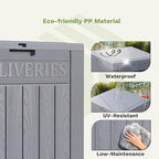 Patiowell 48-Gallon Resin Package Delivery Box for Outside, Waterproof Storage Deck Box with Lockable Secure (Grey)