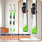 Tuiiopoli Ski Rack with 3 Wood Hook - Minimalist Oakwood Style Snowboard Wall Mount Storage Damage-Free Modern Floating Display Hanger for Home Garage Longboard Holder Vertical