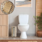 Casafield Free Standing Toilet Paper Storage Roll Holder with Lid - Whitewash, Fits 3 Rolls, Water Hyacinth Bath Tissue Organizer for Bathroom