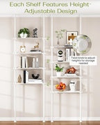 ALLZONE Adjustable Over The Toilet Storage Shelf, 4-Tier Ample Over Toilet Bathroom Organizer and Storage,Tension Mounted Above Toilet Storage Cabinet for Versatility, Fits 64-113 Inch Heights, White