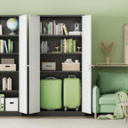 INTERGREAT Metal Storage Cabinet with Lock,72" Steel Lockable File Locker Cabinet with Locking Doors and Adjustable Shelves, Storage Lockers for Office, Home, Garage, Gym, School (Black Grey)