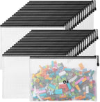 Jetec 32 Pcs Mesh Zipper Bags Toy Storage Bikini Organizer Bag Bolsas Para Guardar Trajes De Bano Waterproof Zipper Reusable Pouch Puzzle Multipurpose for Storage Office(Black,15 x 11 Inch)