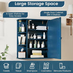 Tangkula Bathroom Medicine Cabinet with Mirror, Wall Mounted Home Storage with Door & 6 Open Shelves, Adjustable Shelves, Mirrored Bathroom Wall Cabinet (Blue)