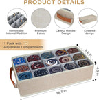 Belt Organizer for Closet, Tie Storage Organizer Bins with 15 Compartments Drawer Organizer, Linen Closet Organizers Storage Box for Socks, Bras, Briefs, Ties, Belts