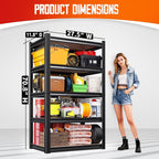 3-Pack 5-Tier Heavy Duty Garage Shelving Units - 71" H x 28" W x 12" D Adjustable Industrial Steel Metal Storage Rack Set for Warehouse, Pantry, Commercial Display & Basement, Black