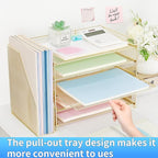 OPNICE Desk Organizer, 5-Tier Paper Organizer Letter Tray with Magazine Holder, Office Desk Accessories & Workspace Organizers, Desktop File Organizer for Office Supplies Storage, Gold