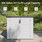 AOXUN Horizontal Storage Sheds 41 Cu.ft, HDPE Outdoor Storage Box 160 Gallon, Waterproof Lockable Resin Deck Box with Spring-Assisted Lid, Patio Storage for Garden, Pool, Cushions, Tools, White