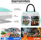 Lunch Bag Women/Men Lunch Box Women/Men (Baby blue+White Stripes)