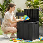 UDPATIO 30 Gallon Deck Box, Outdoor Storage Box Lockable Waterproof Resin, Indoor Outdoor Storage Container for Patio Cushions, Garden Tools, Pool Accessories, Package Delivery Boxes for outside