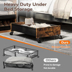 Under Bed Storage with Wheels, Under Bed Storage Drawers on Wheels, Metal Frame Under Bed Shoe Storage, Space-Saving for Bedroom Closet Organization