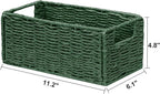 Vagusicc Wicker Storage Basket, Set of 2 Hand-Woven Paper Rope Wicker Basket, Small Storage Baskets for Organizing Toilet Paper, Foldable Small Cube Organizer Bins for Shelves and Bathroom (Green)