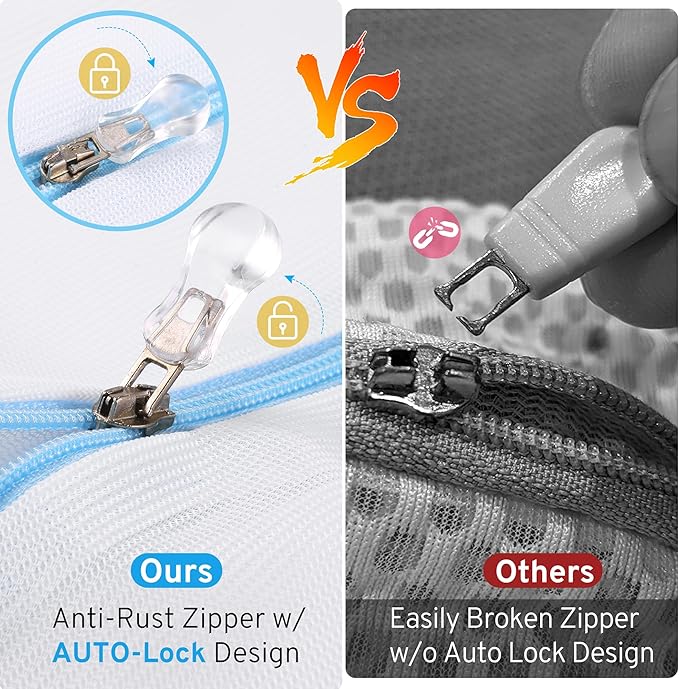 7 Pack 7 Size Mesh Laundry Bags Set for Delicates with AUTO-Lock Zipper, Lingerie Bags for Washing Delicates, Laundry Bags Mesh Wash Bags, Delicates Laundry Bag for Jeans,Blouse,Stocking,Bra