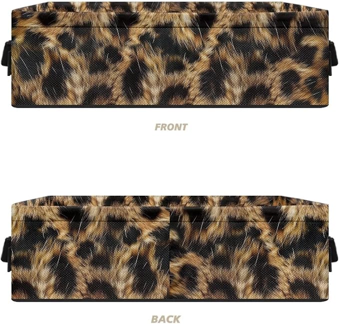 Decorative Toilet Paper Baskets Collapsible Storage Bins for Organizing Small Items Container Bathroom Home Accessories and Decor 13.89 x 7.13 x 4.37 Inch, Brown Black Leopard Print